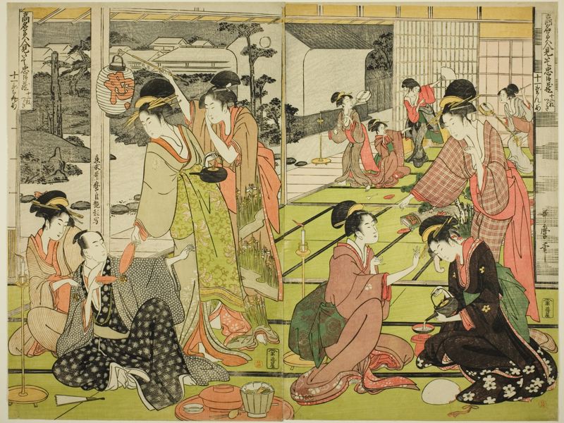 Kitagawa Utamaro Title-Act Eleven from the series %22The Chushingura Drama Parodied by Famous Beauties (Komei bijin mitate Chushingura Junimai Kuzuki)%22 1794:95