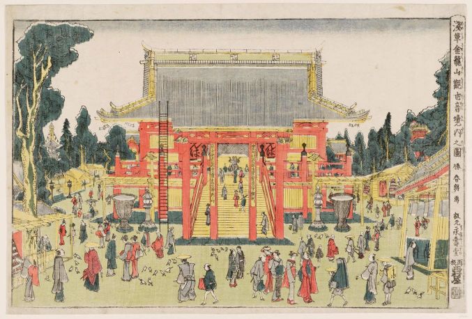 Asakusa Shrine, Edo (c. 1780) Wood-block print